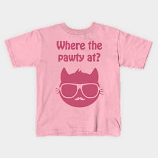 Where the pawty at - cool & funny cat pun Kids T-Shirt